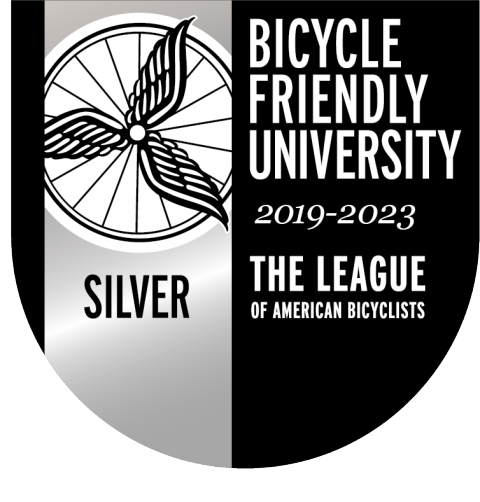 Bicycle Friendly University Silver status shield for 2019-23